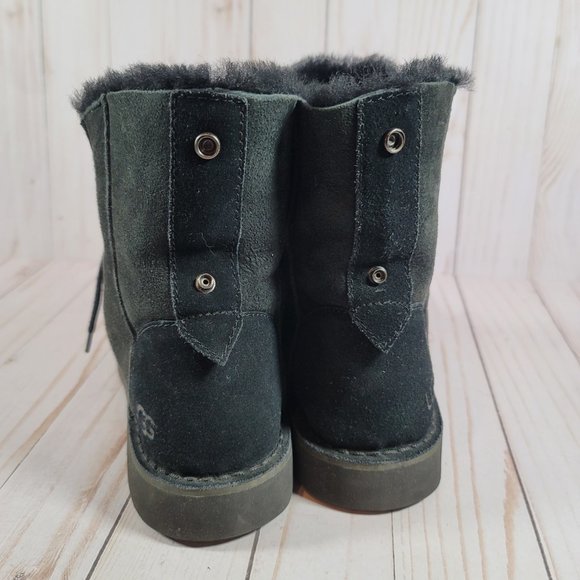UGG QUINCY Twinface Sheepskin Lace Up Booties BLACK - Picture 10 of 12